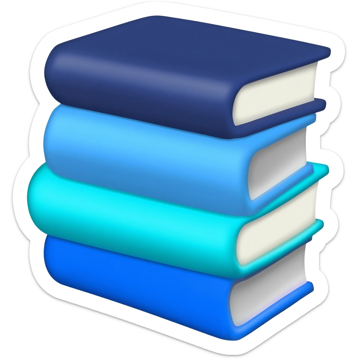 navy blue, blue, aqua blue emojis for layered books sticker
