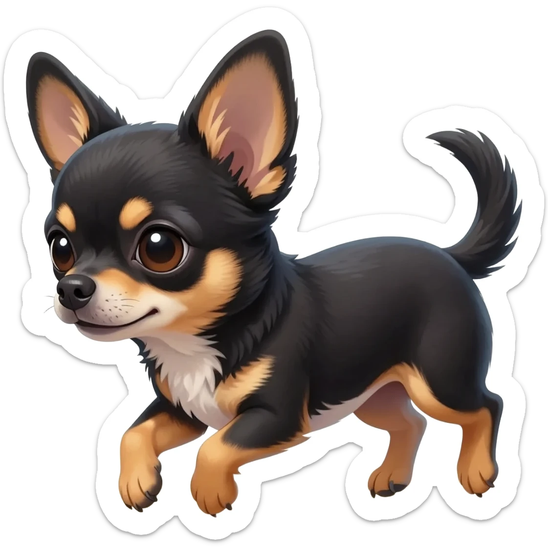 Bébé chihuahua noir marrant poil courut en vacances à la plage une poil courte disney film dessin animé pixar sticker