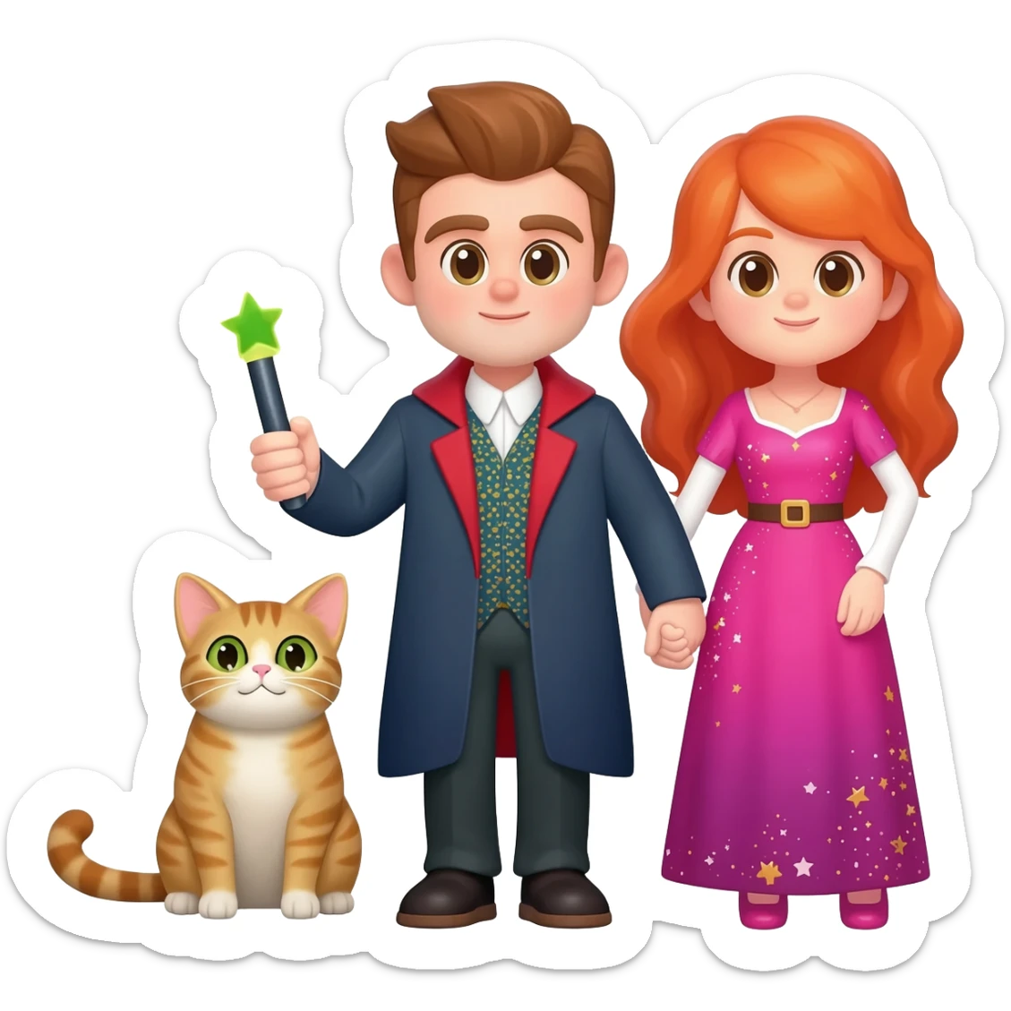 magician couple and their pet cat sticker