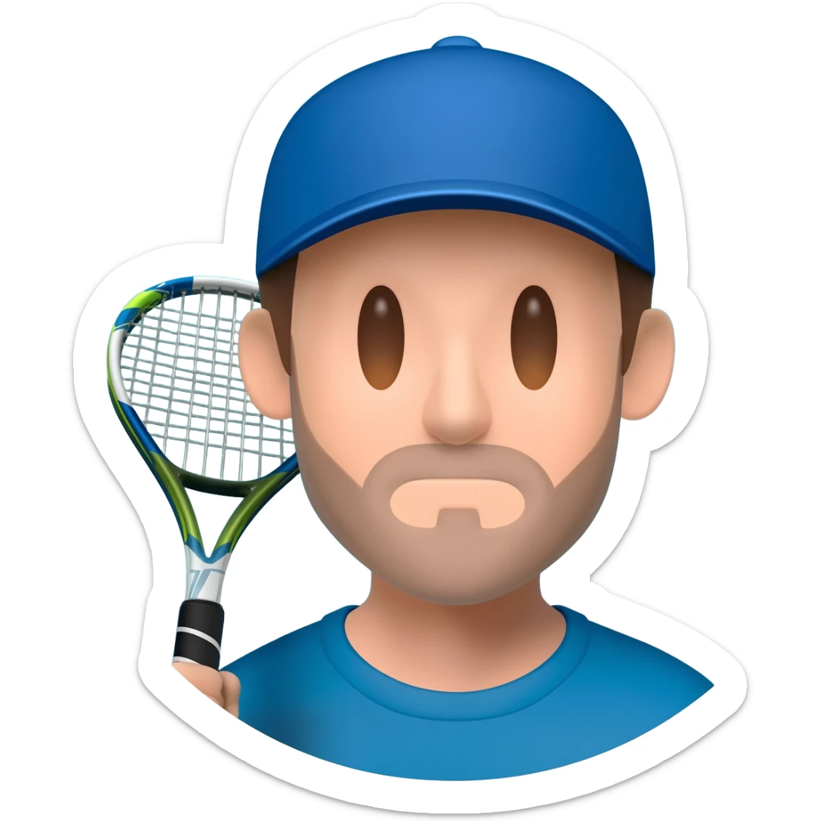 make a circula imogi of man playing padel with blue hat sticker