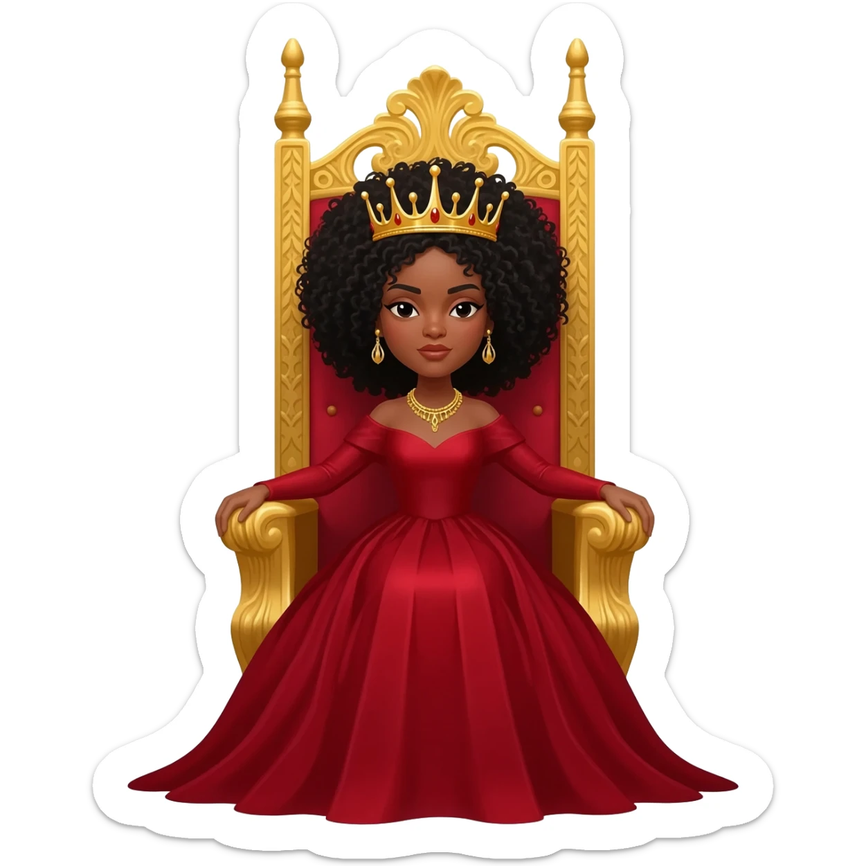 Latino queen with curly black hair sticker