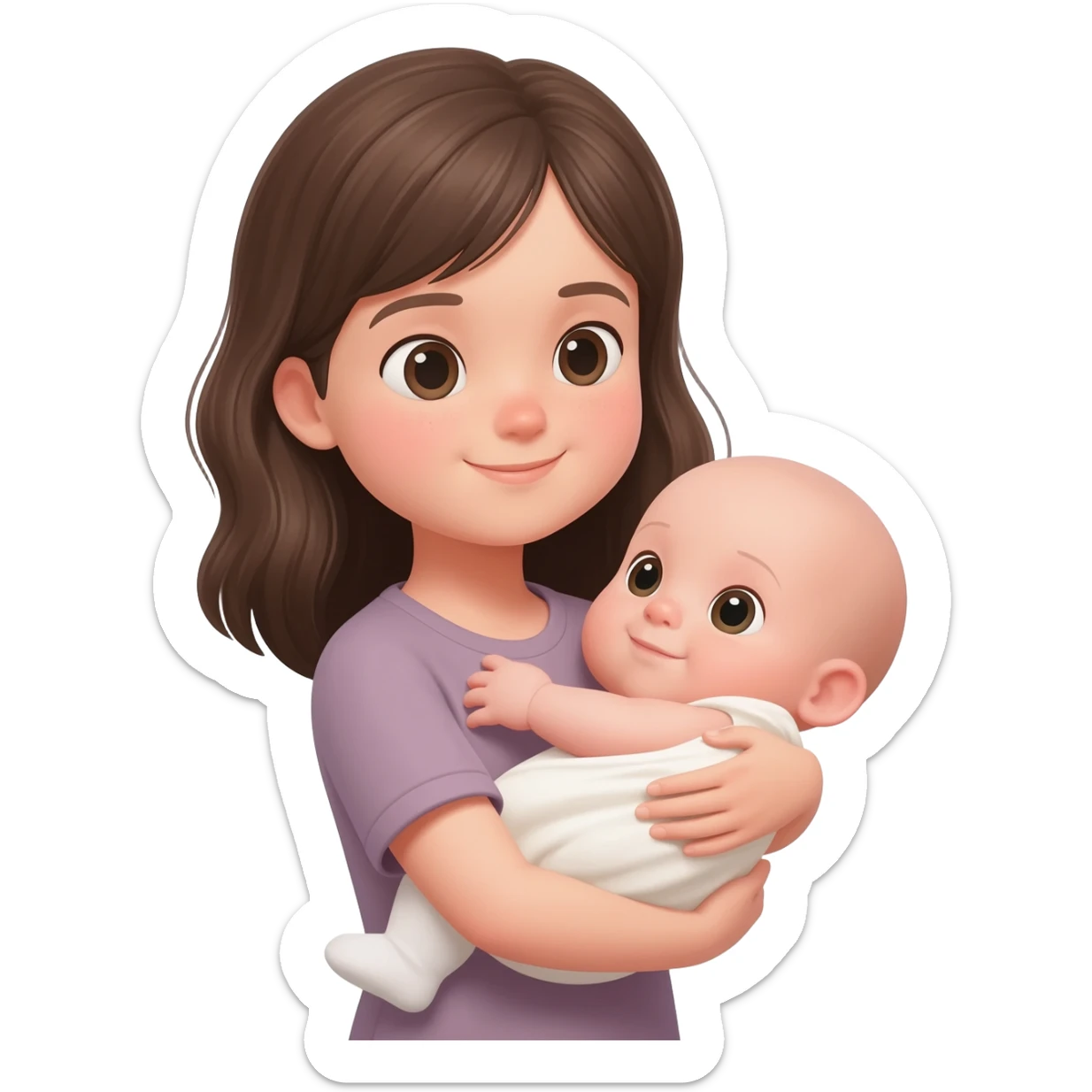 Girl with baby sticker