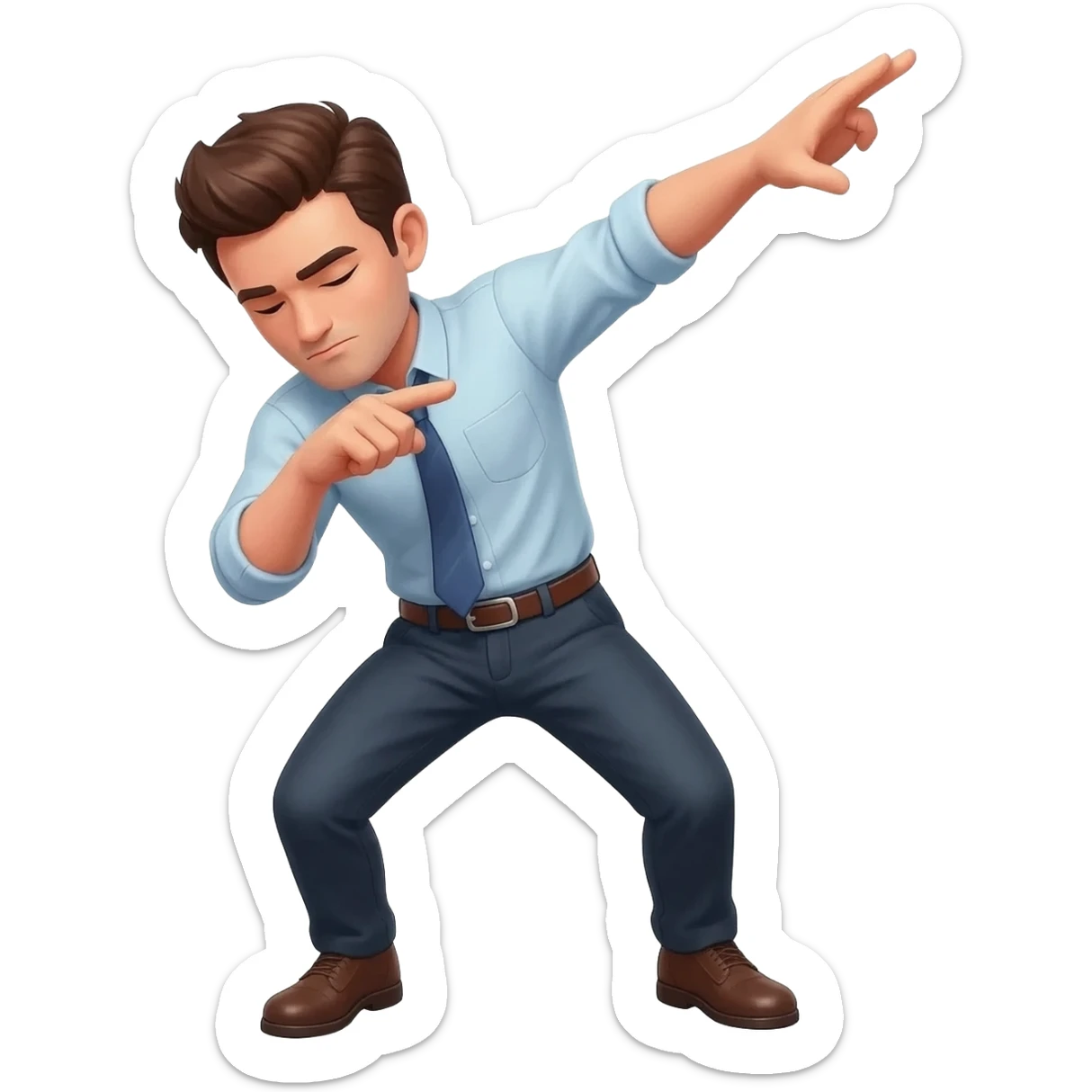 in apple style a man dabbing dance move in business casual sticker