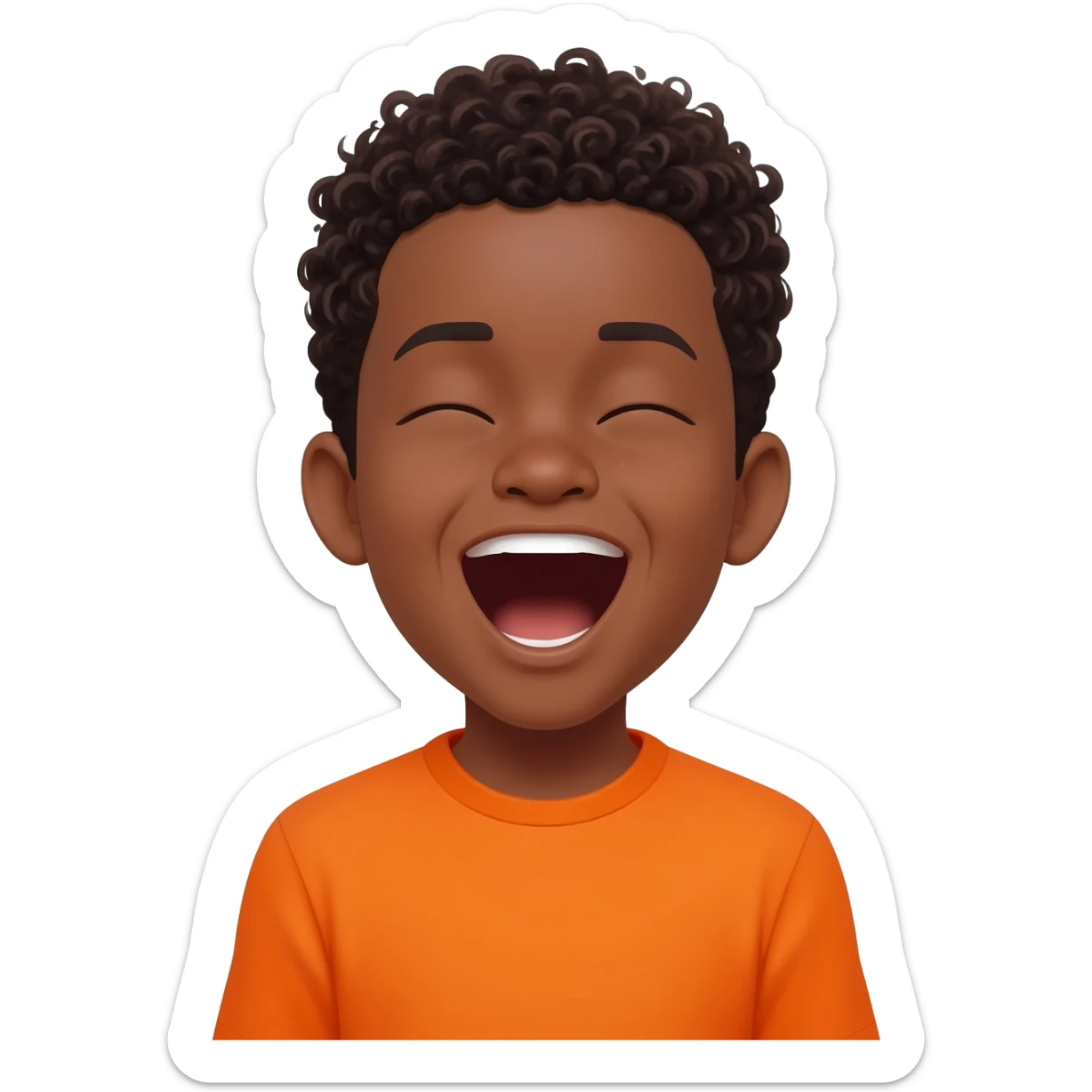 black boy curly hair orange shirt yawning sticker