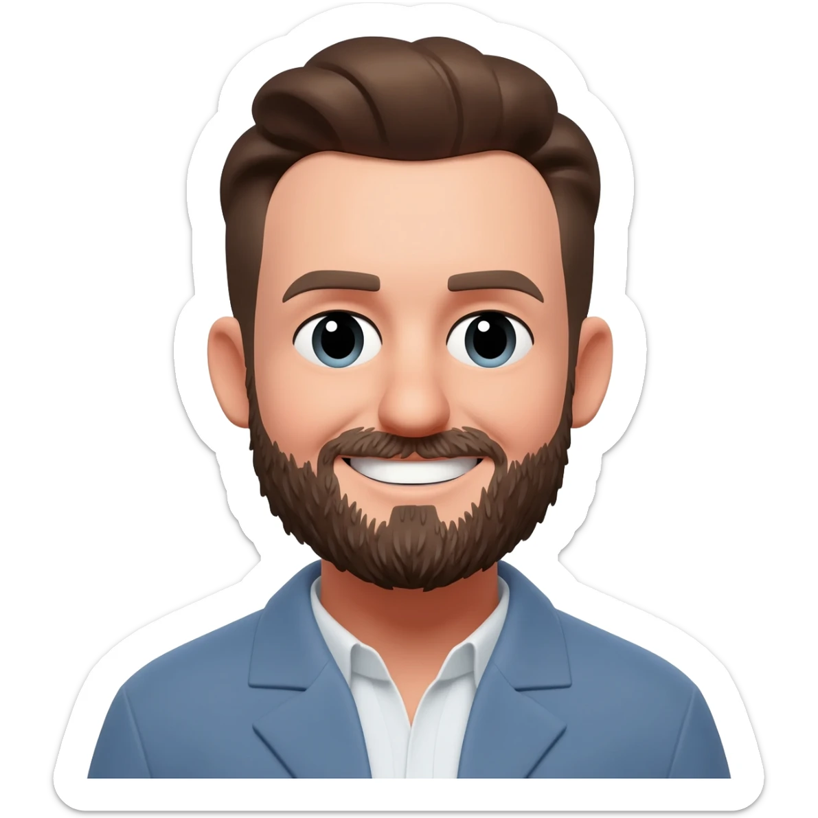 a man smiles with a beard sticker