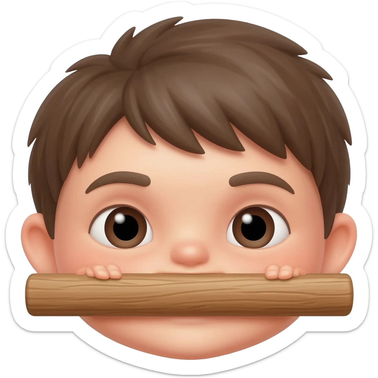 Classic emoji face with Innocent eyes while hiding behind a pole and peeking its head out sticker