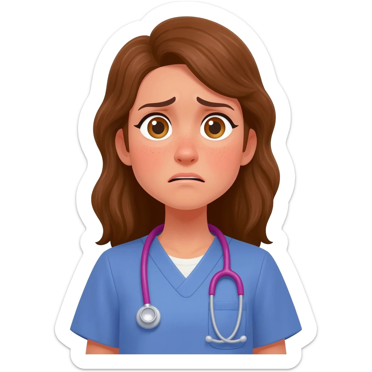 stressed out hippy woman in scrubs sticker