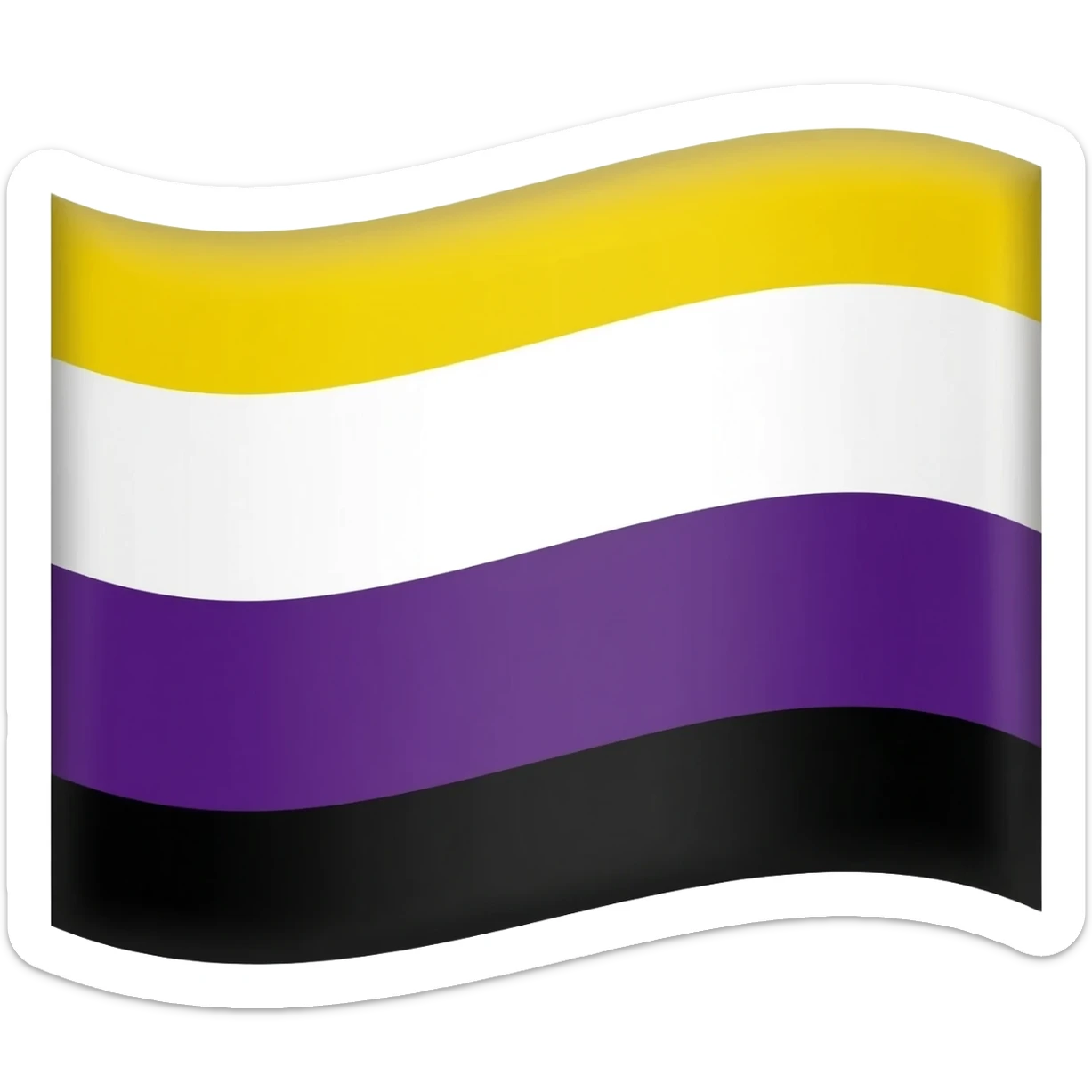 Flag with black on the bottom then purple then white then yellow sticker