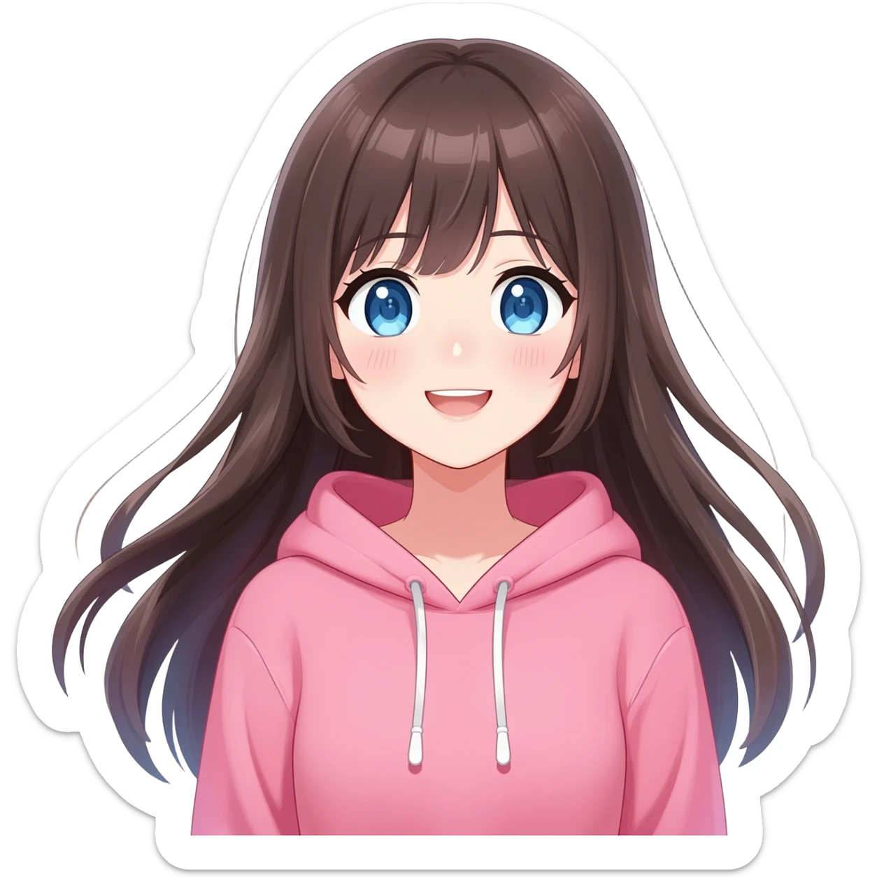 Anime girl long hair saying i love you sticker