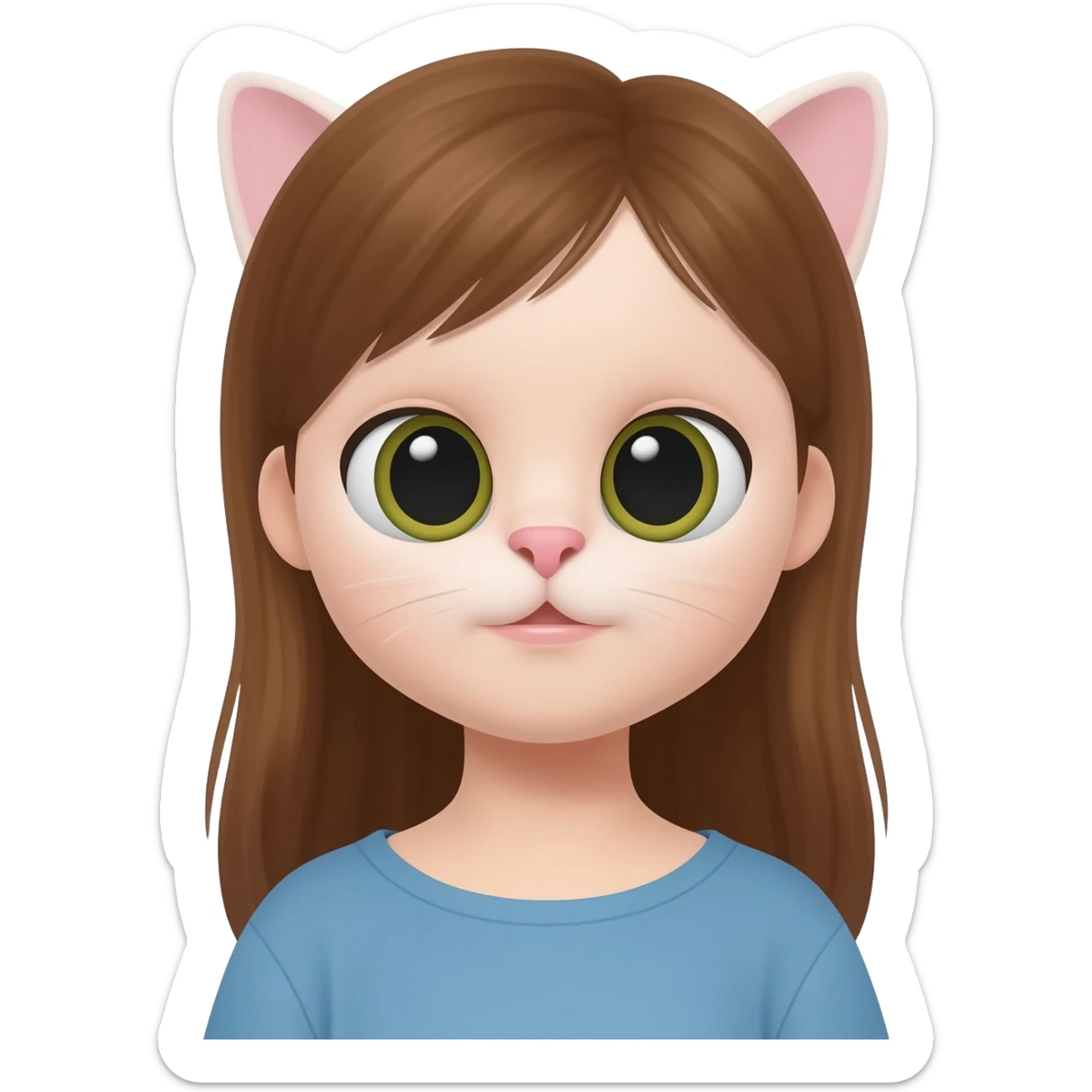 british Baby cat with girl long brown hair sticker