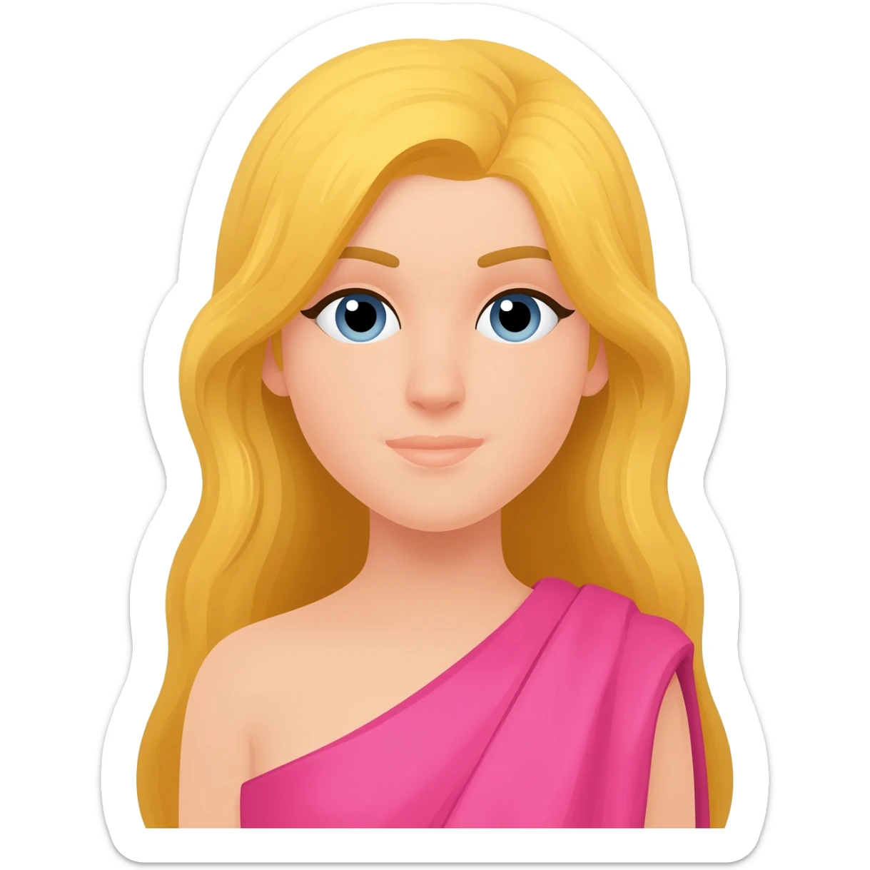 Eros from Greek Mythology with long blonde hair, pink outfit sticker