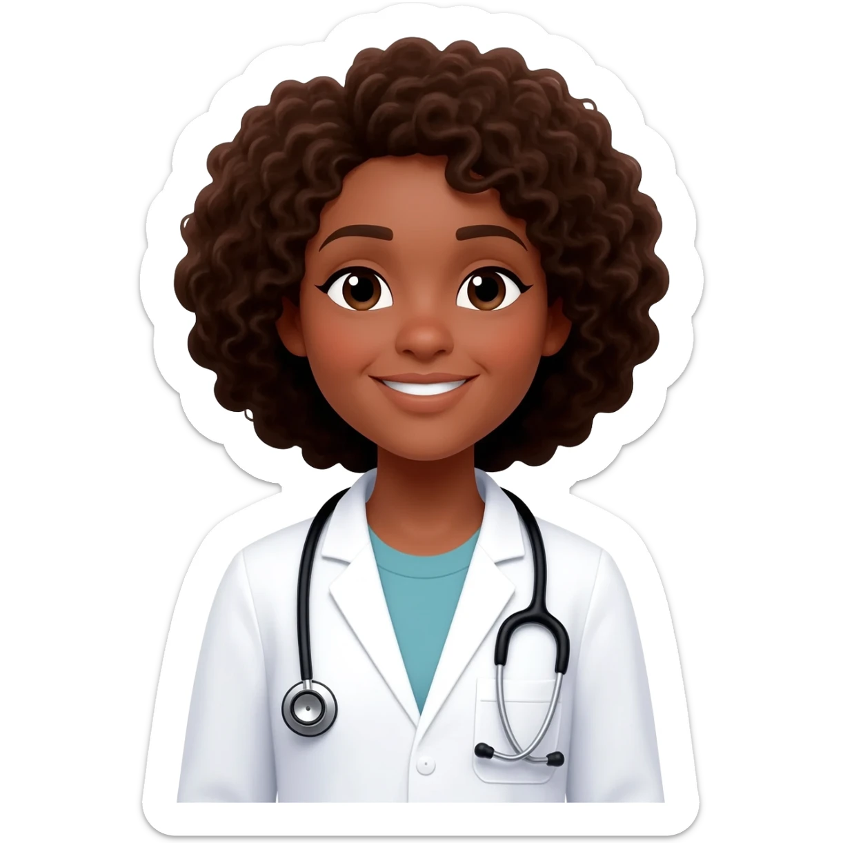 doctor woman curly hair brown skin sticker
