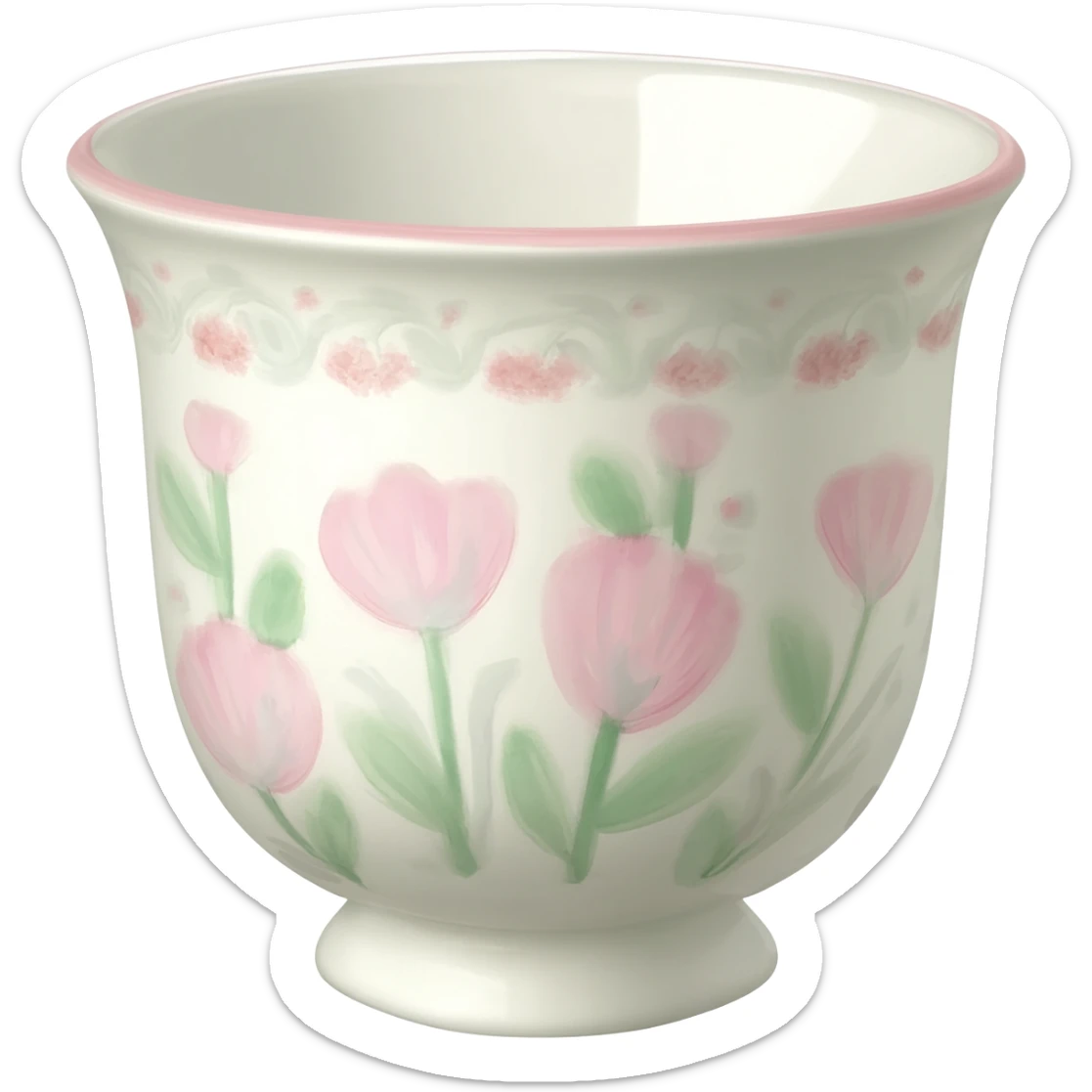 A simply beautiful whimsical antique Cottagecore patterned cup, isolated  sticker