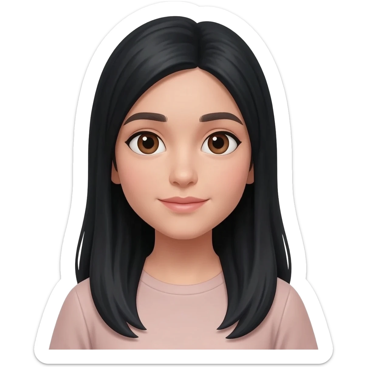 girl with long black hair and brown eyes sticker