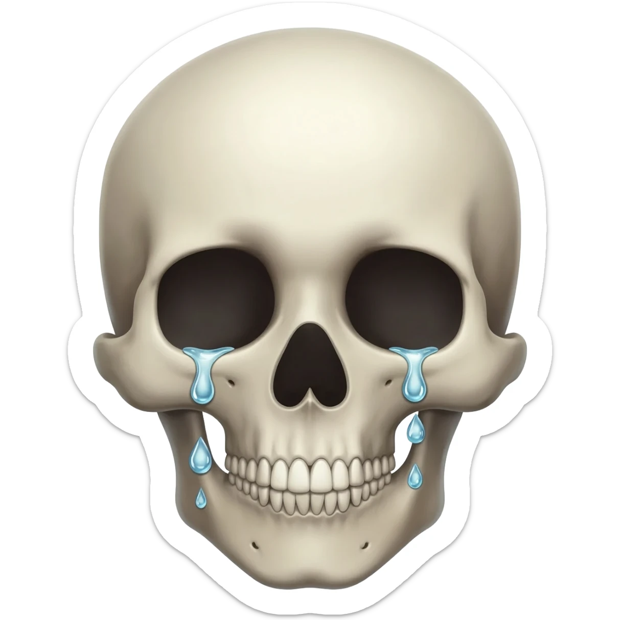 Skull crying tears shaped like heartsdown face sticker