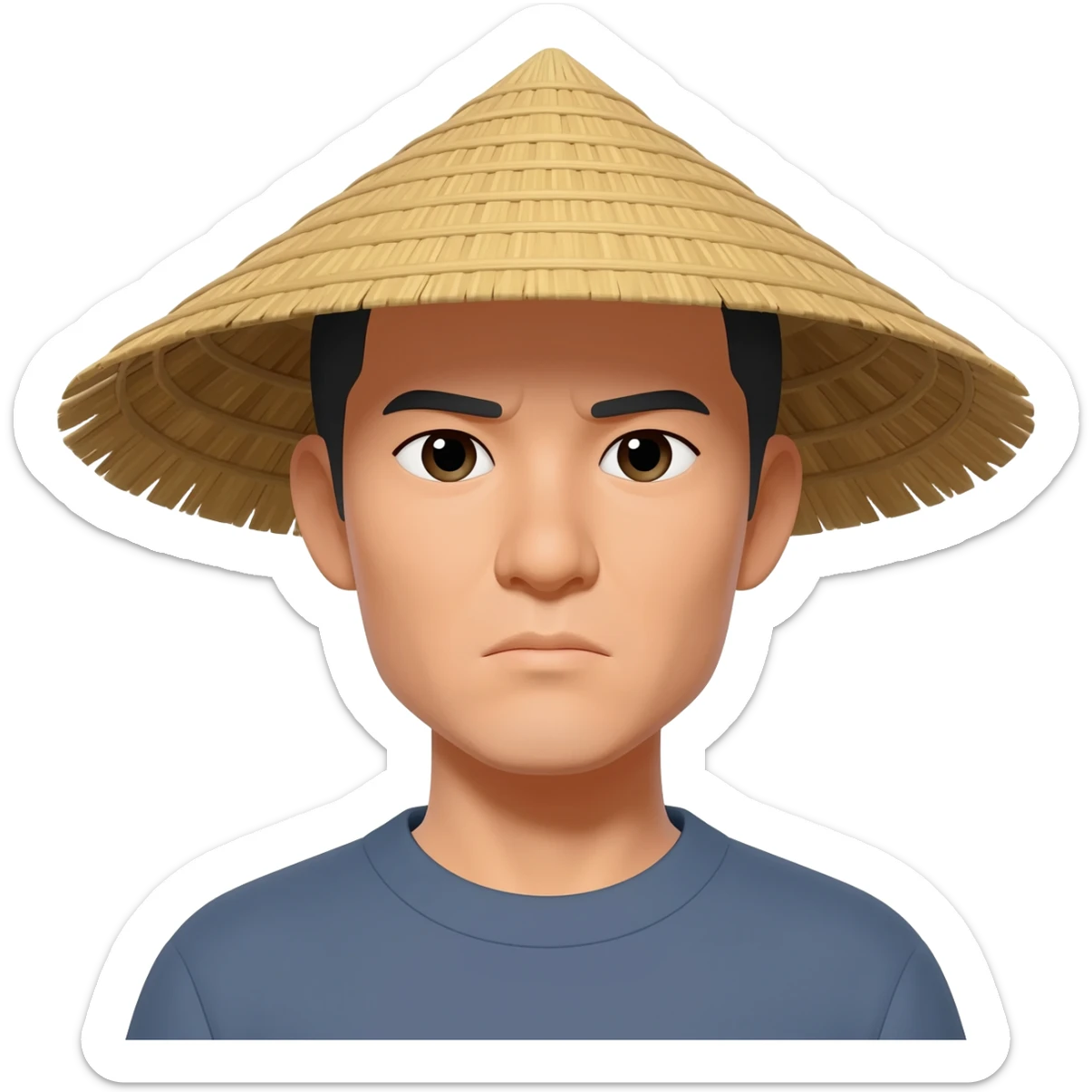 The freeze emoji but on an Asian guy with a rice hat sticker