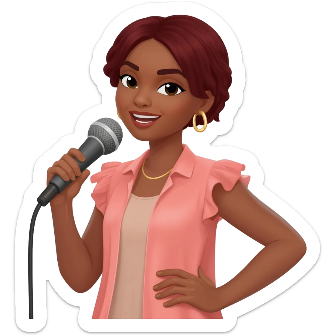 Gonemili Grace chante avec un micro en main sticker