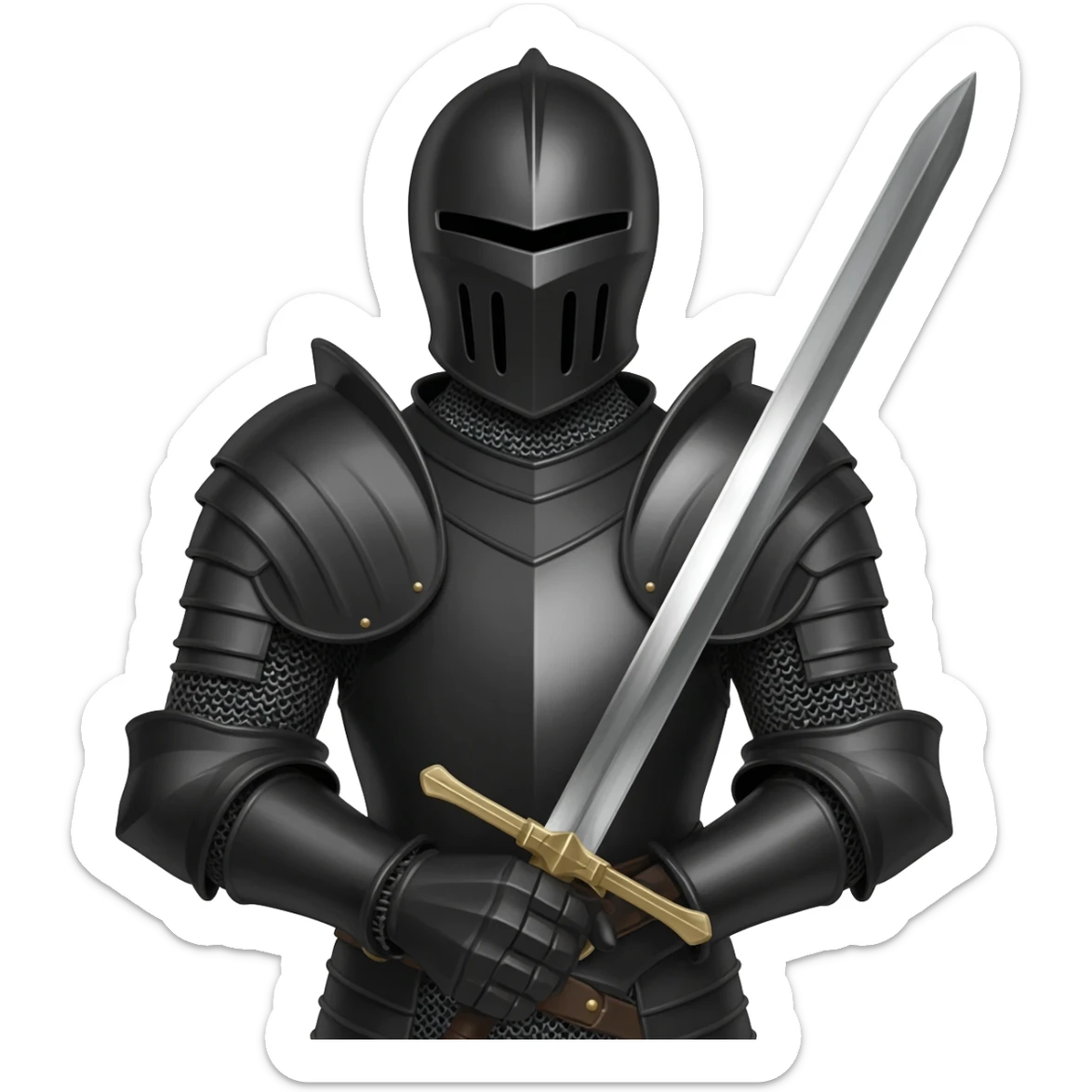 a black Knight with a long sowrd in front and facing forword sticker