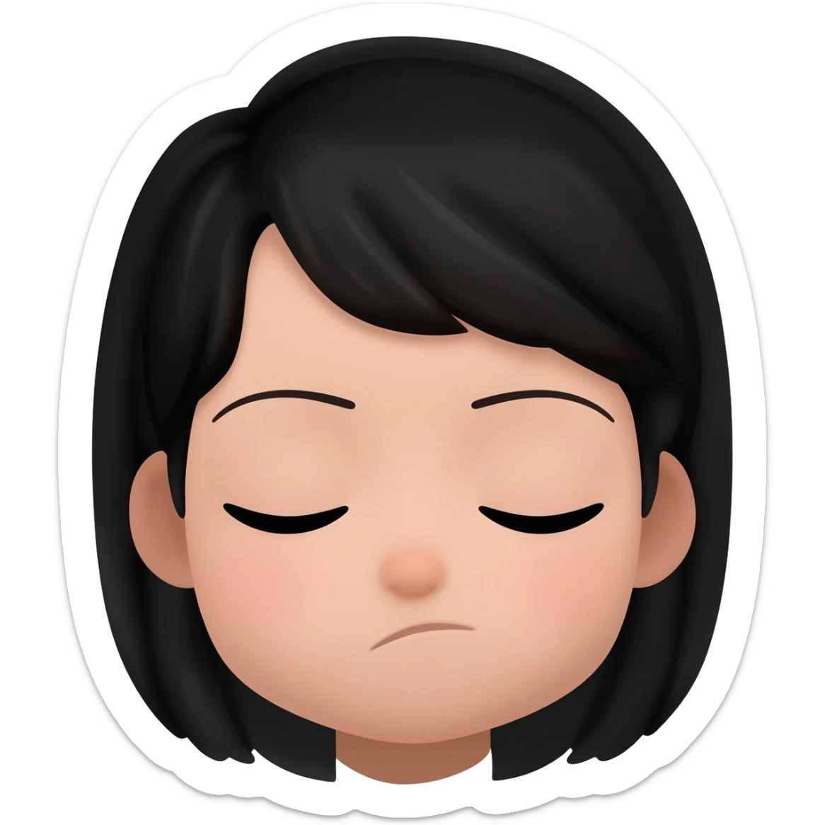 girl slepping black hair sticker