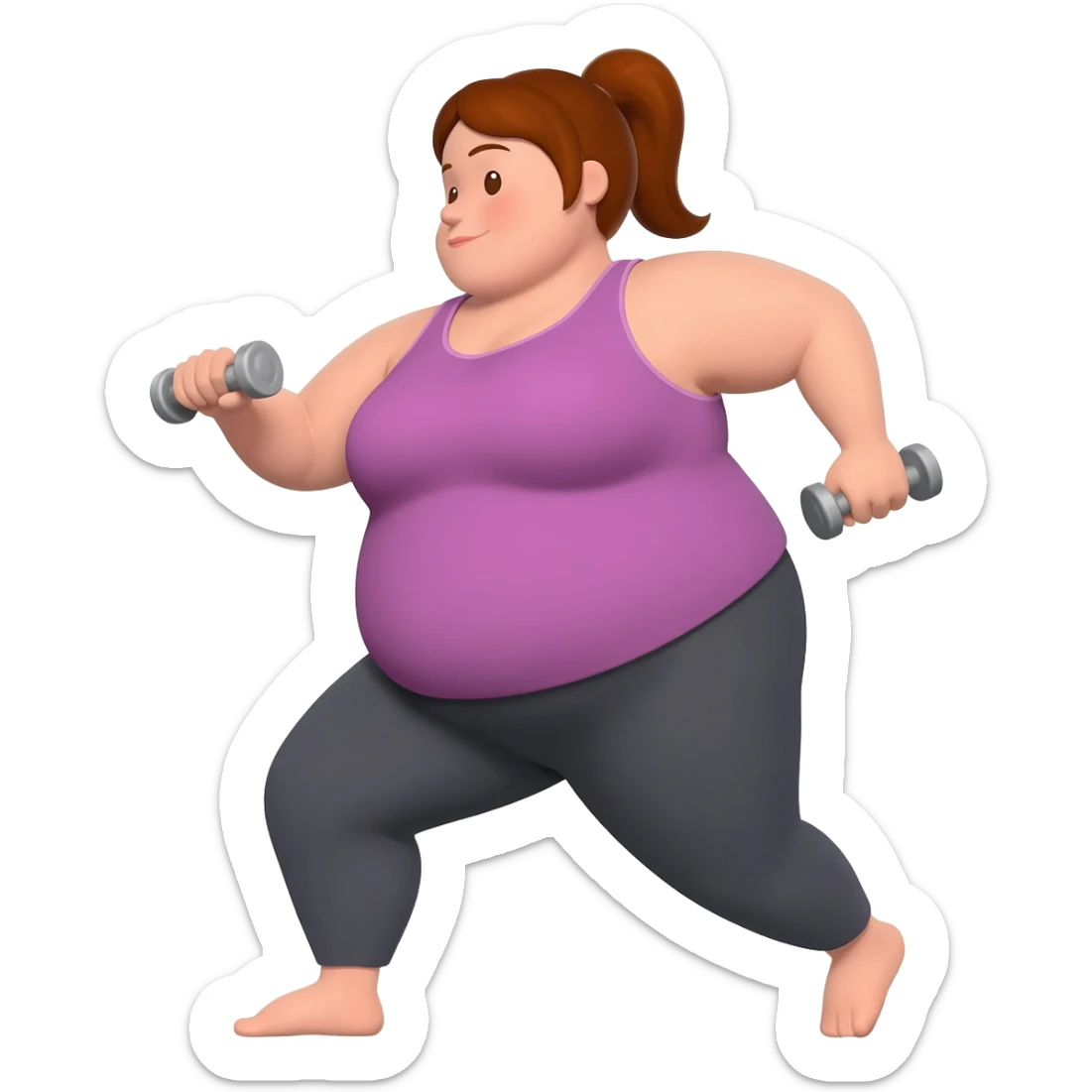 fat woman working out sticker
