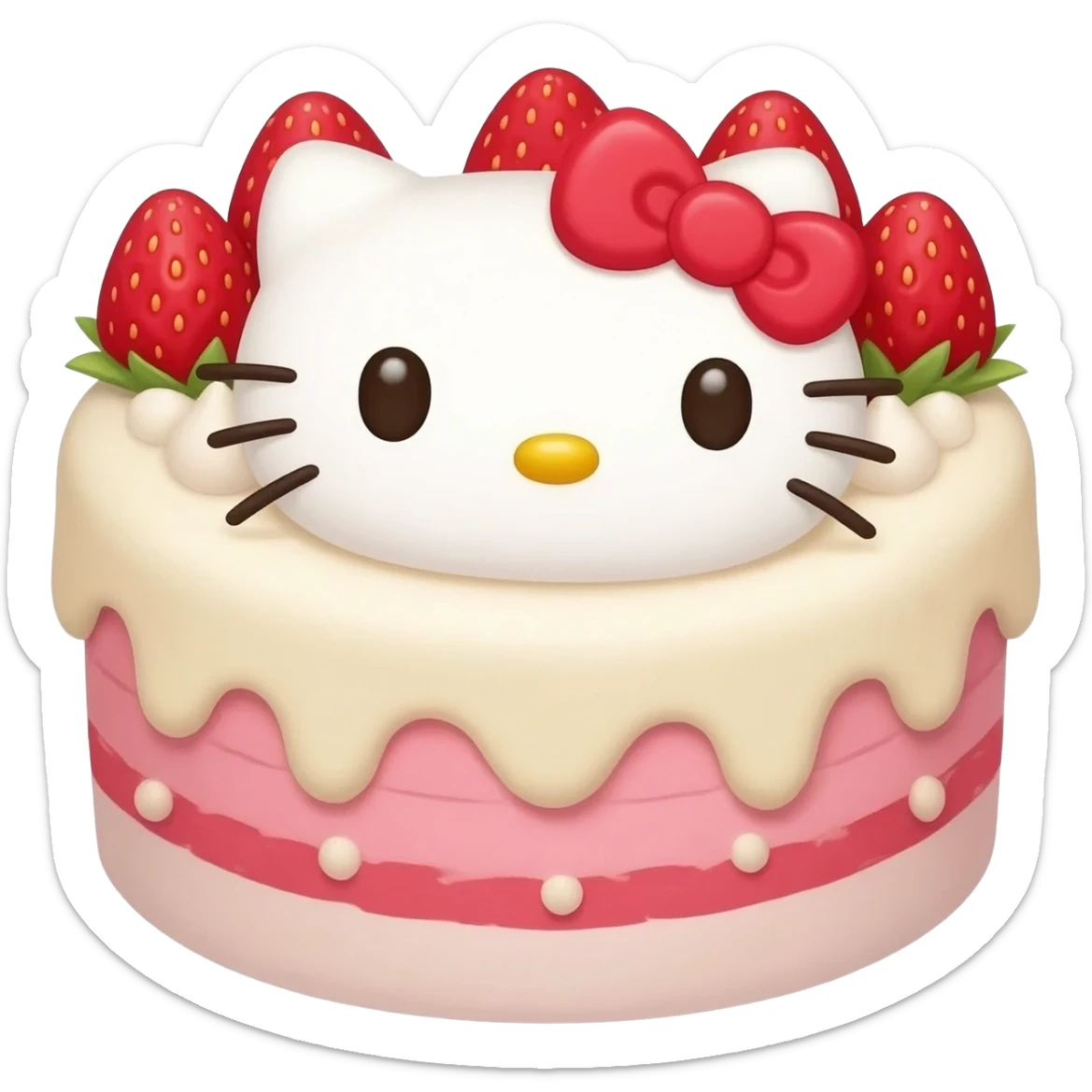 Hello kitty strawberry cute cake sticker