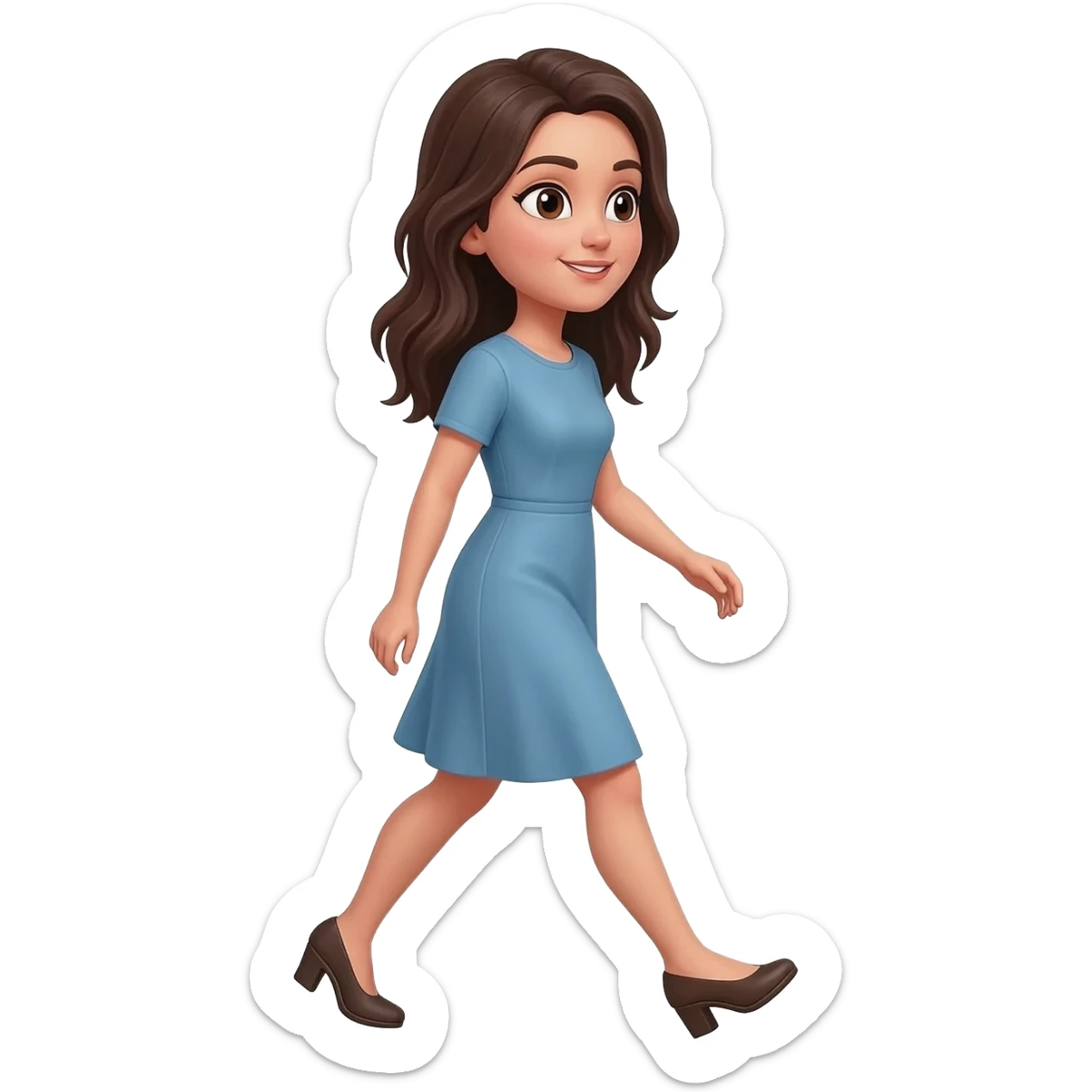 brunette walking (showing her steps) sticker