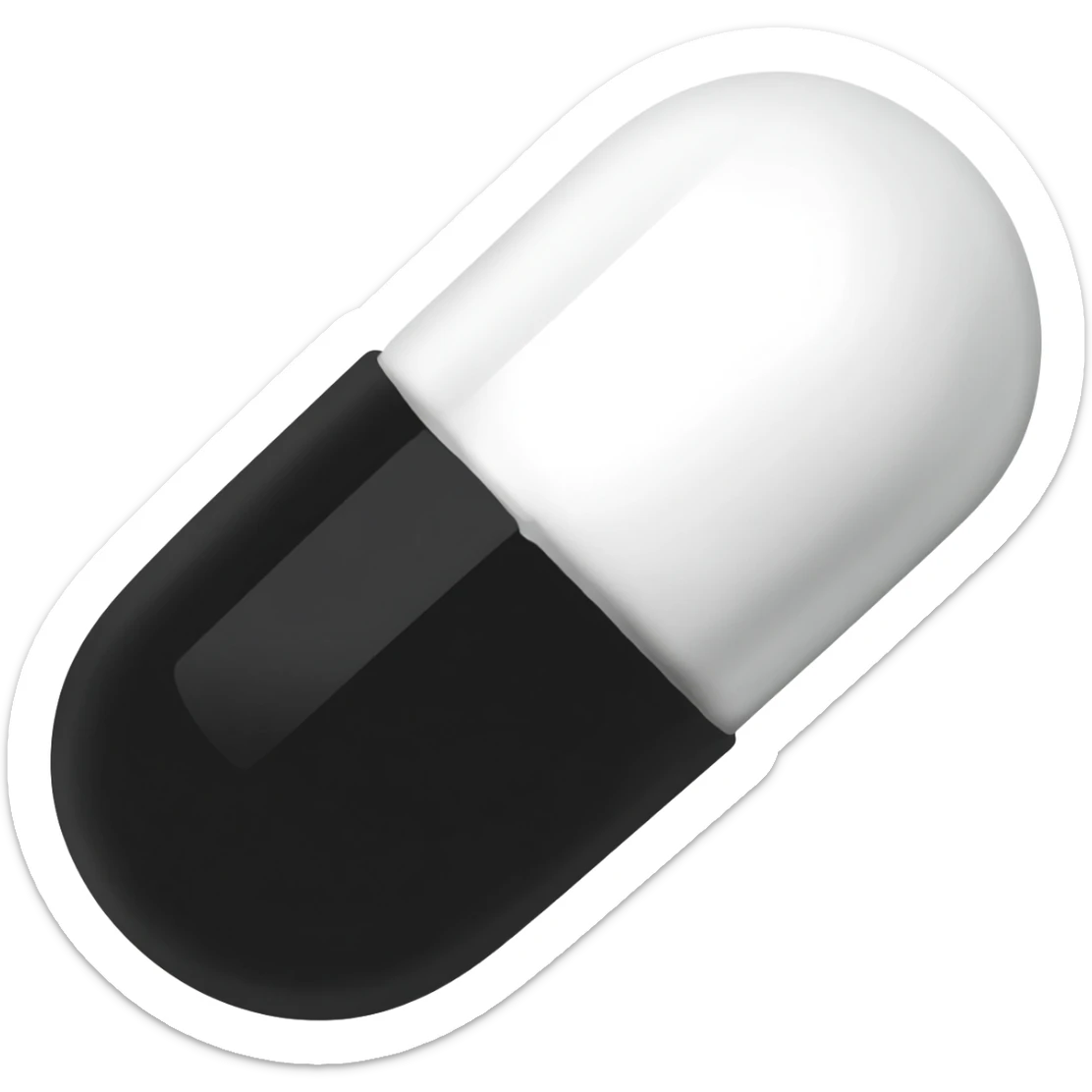 high resolution emoji of a pill. half black and half white sticker