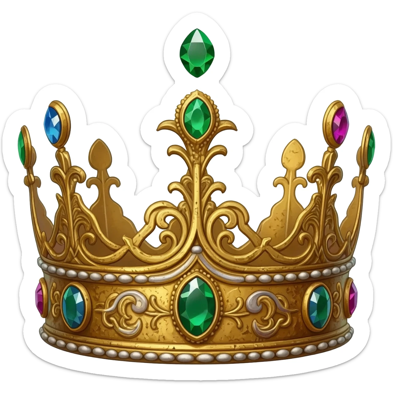 ancient golden crown with floating jewels sticker