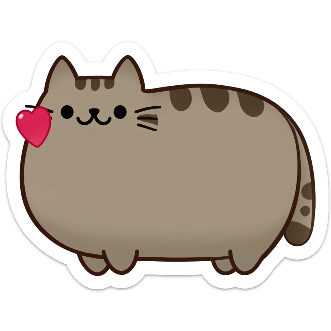 cat pusheen kiss sticker