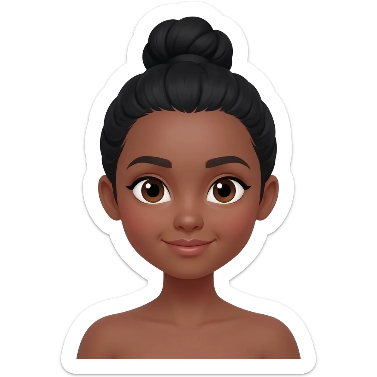 A cute lady with a black bun and brown skin sticker