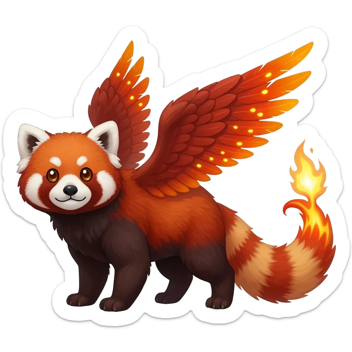 Red Panda-Red Fox-Braviray-Delphox-Fennekin-fusion-animal-hybrid-creature sticker
