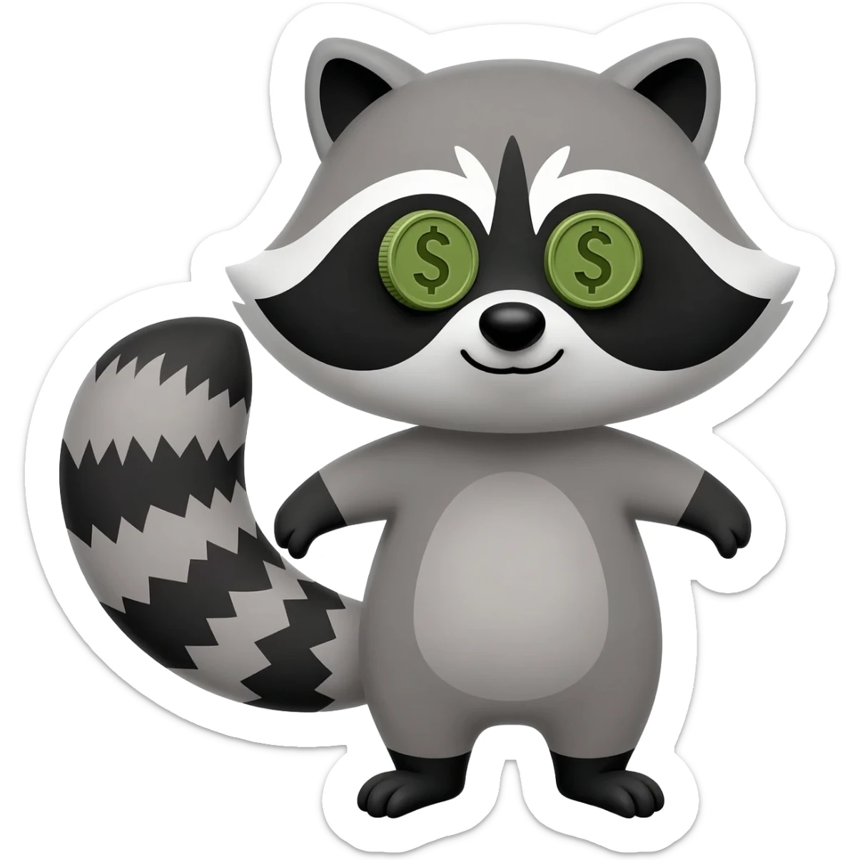 Cute Raccoon with Money eyes sticker