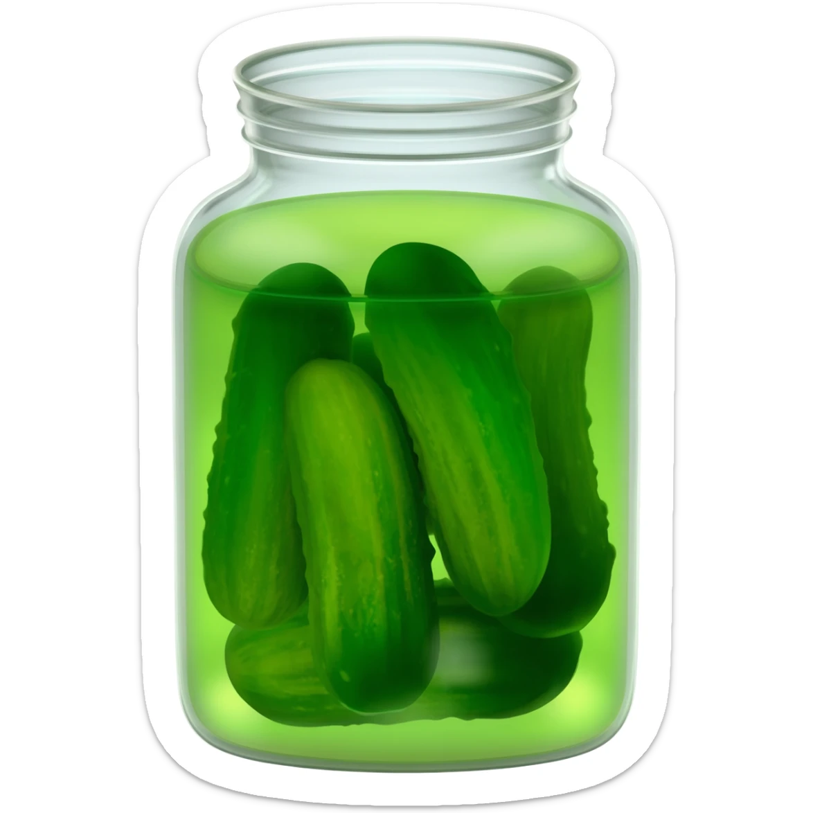 Pickles in a jar with green juice sticker