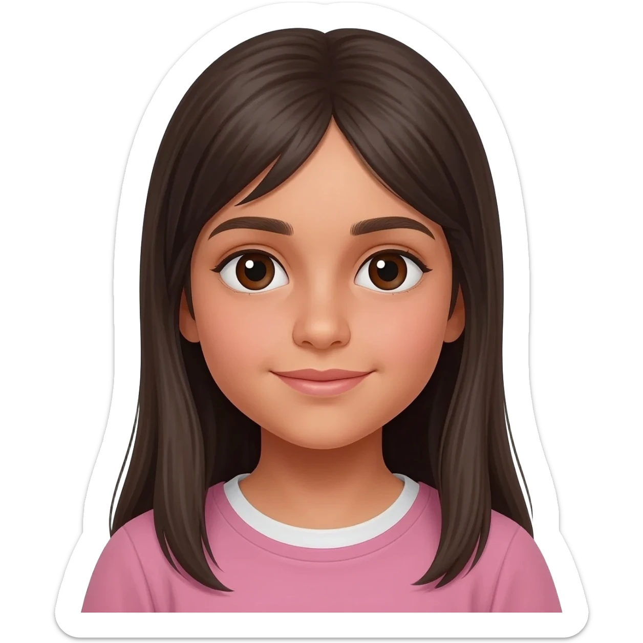 emoji métisse algérienne fille 10 ans mince cheveux longs et lisses sticker