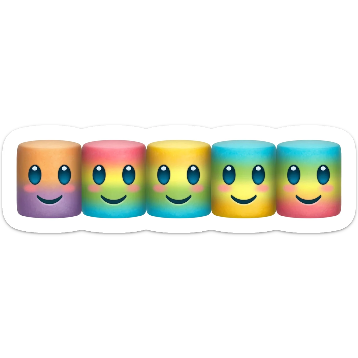 Five Little Colorful Ranbow Marshmallows  Friends!! So Super Cute!! 6767676767!! sticker