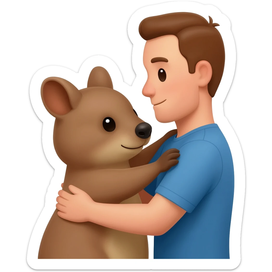 Man and quokka hugging sticker
