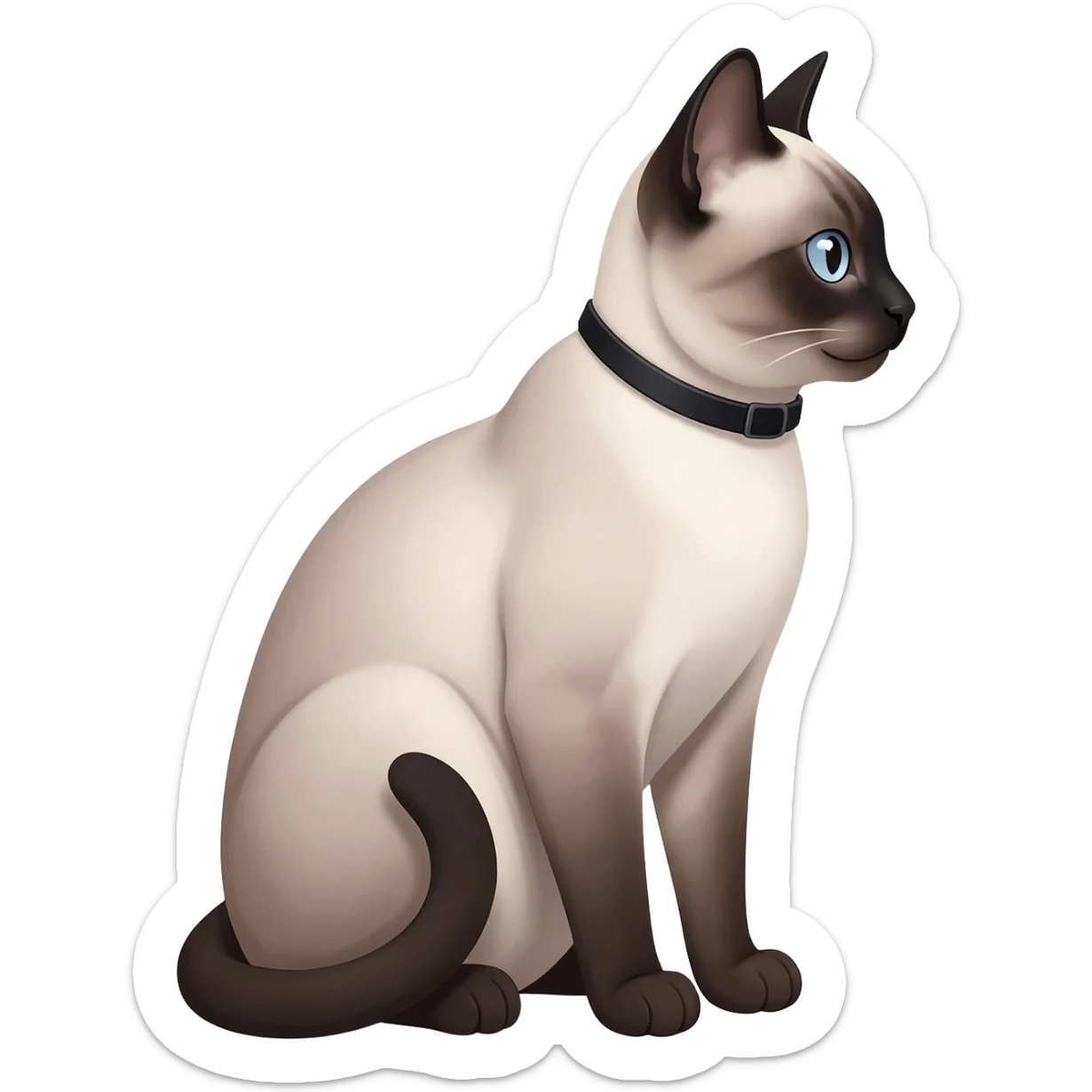 Siamese cat sits and looks to the right sticker