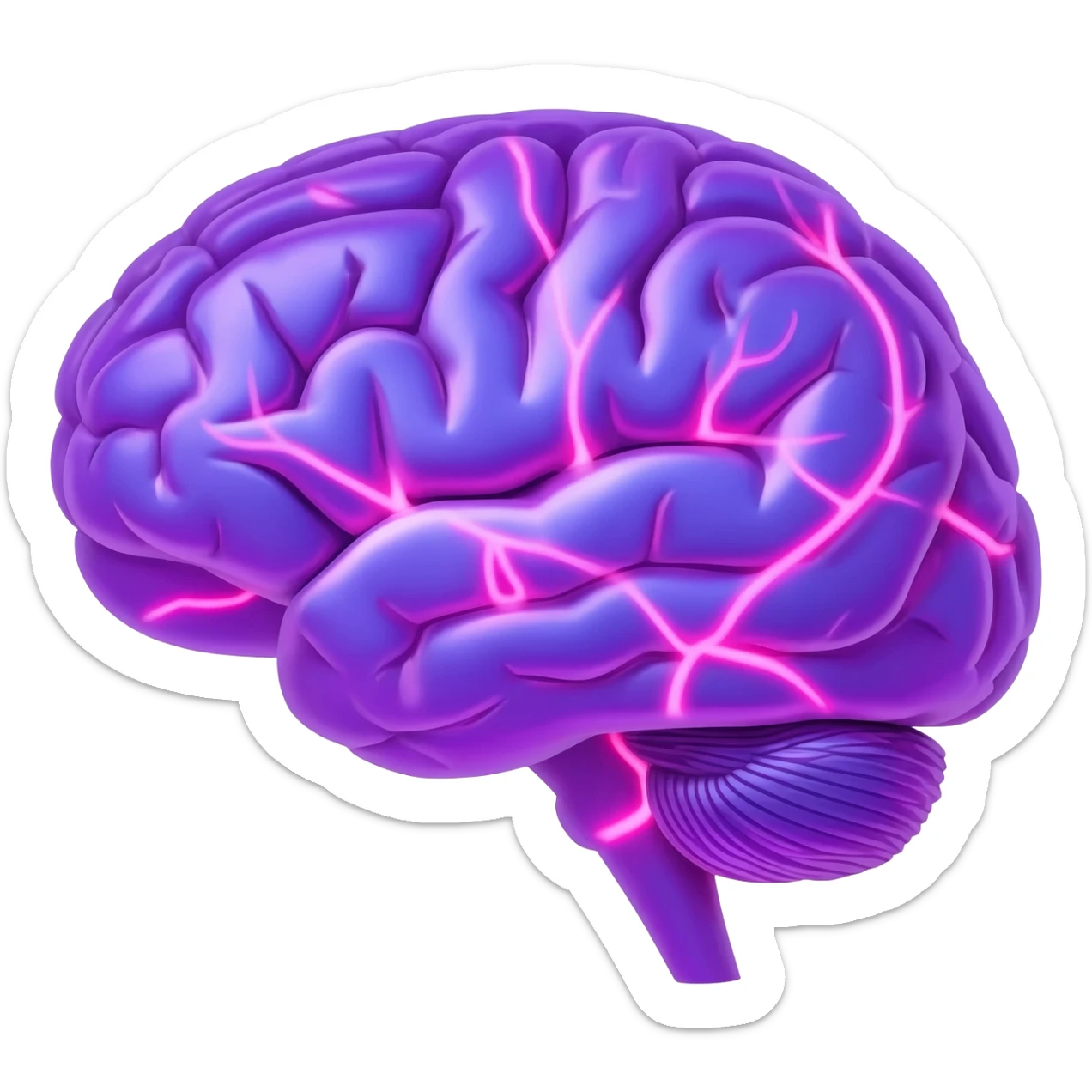 glowing purple brain with neural network connections sticker