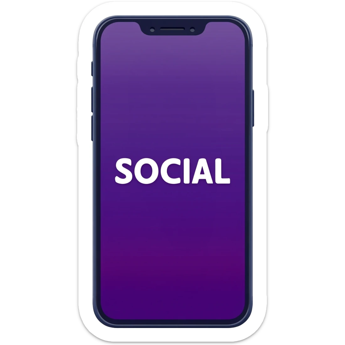 Full smart phone with the word "SOCIAL" on the screen, looking like the TikTok app on-screen layout sticker