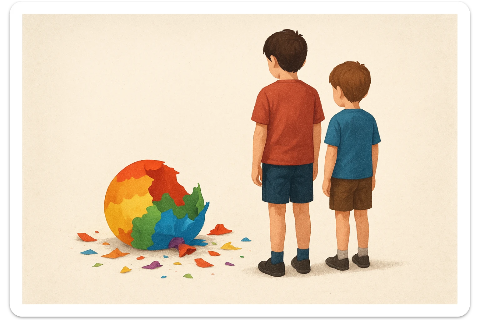 aravani bir baloni singanini tasvirla uning oldida aka uka homush turishibdi yuzlari ko'rinmasa ham bo'ladi sticker