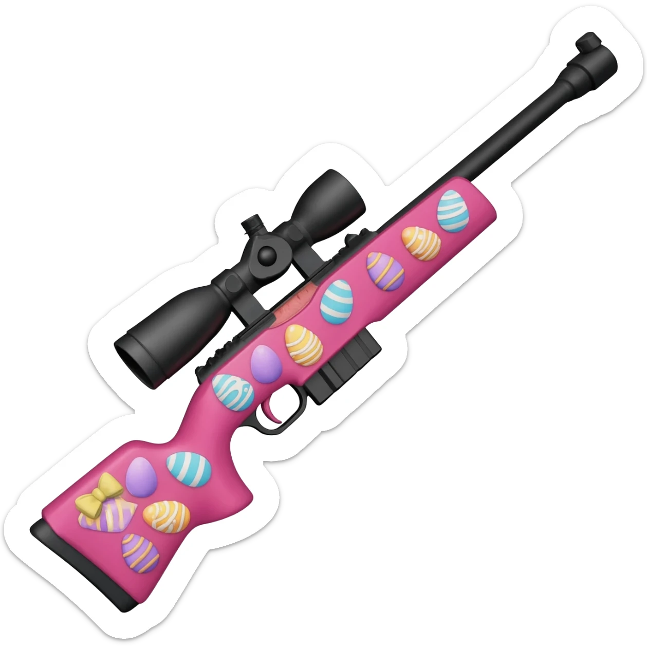 easter theme sniper rifle pink with bow tie sticker