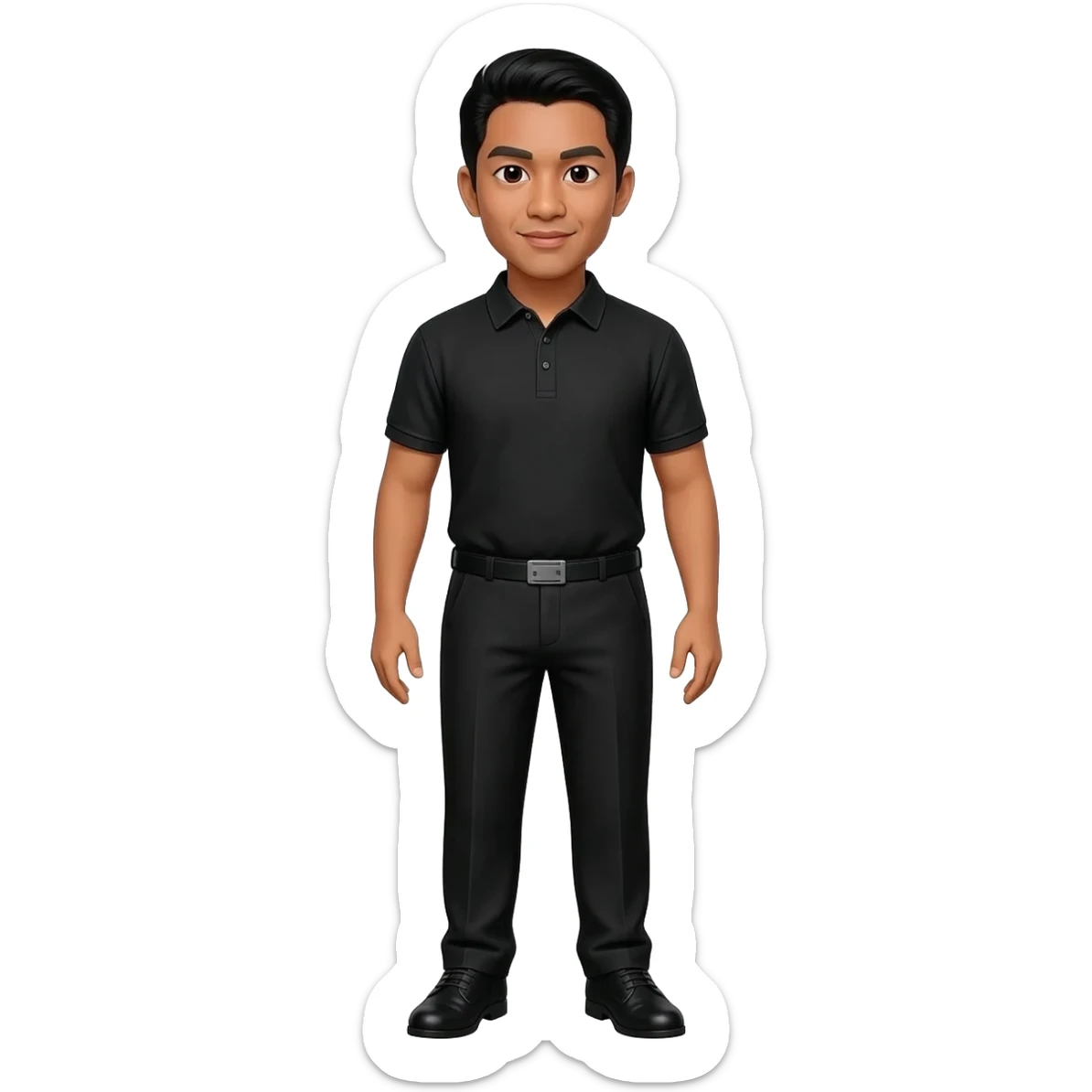 Filipino man black polo shirt and black pants and shoes event marshal sticker