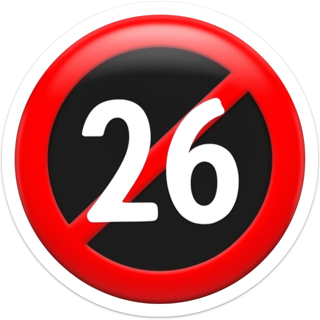 Cermin red prohibited inside with white text 26 with black circle sticker