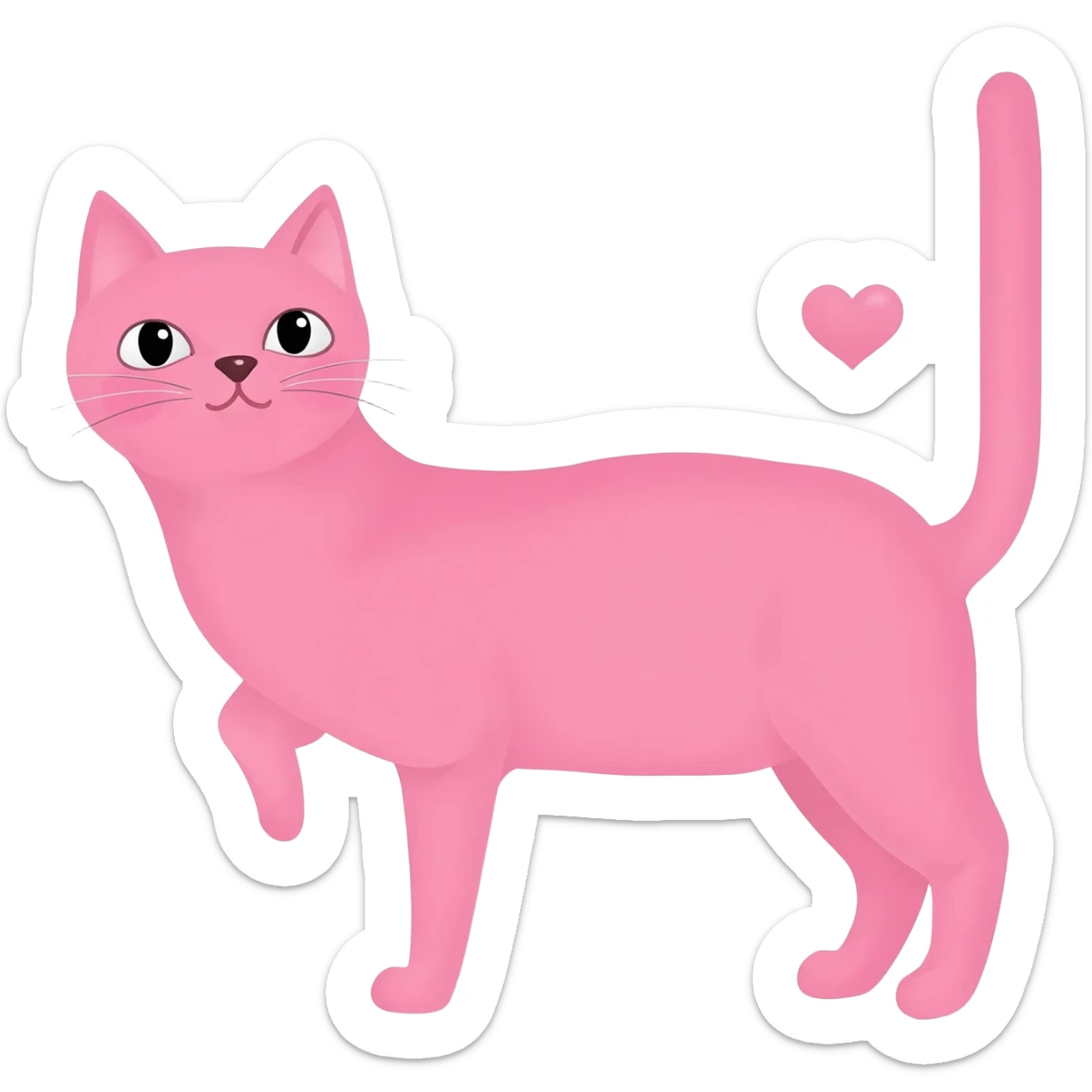 pink cat with hearts sticker