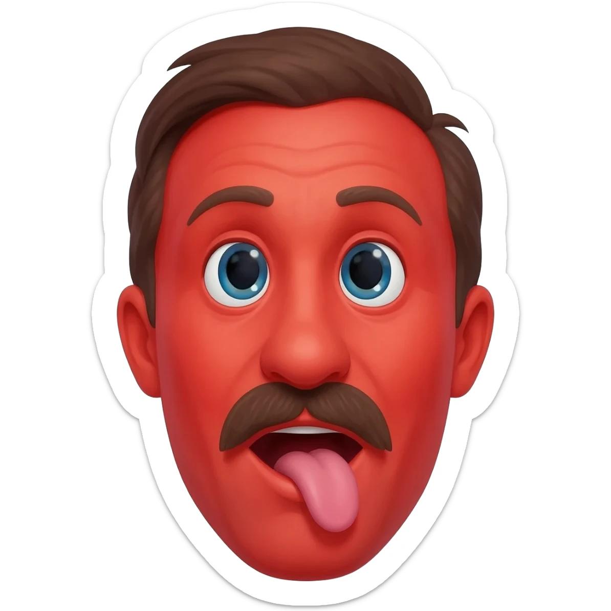 Bright red and sweaty snob man from 1900, eyes wide open, tounge out sticker