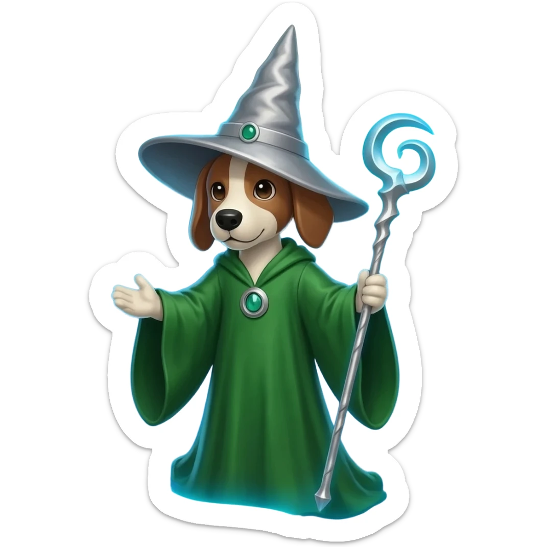 Dog wizard sticker