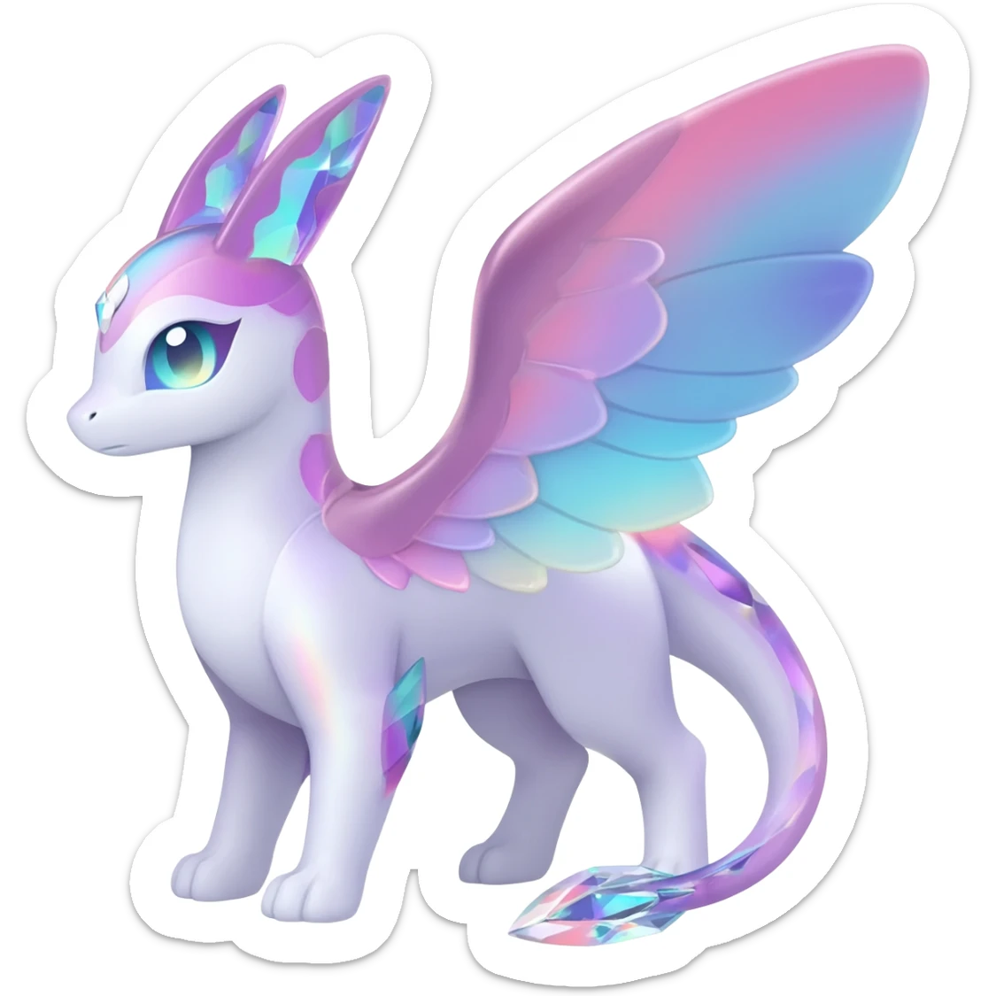 Shiny pastel feathery tropical exotic shimmering silky smooth soft flurry Diancie-Palkia-Amaura-Aurorus-aesthetic-fusion sticker