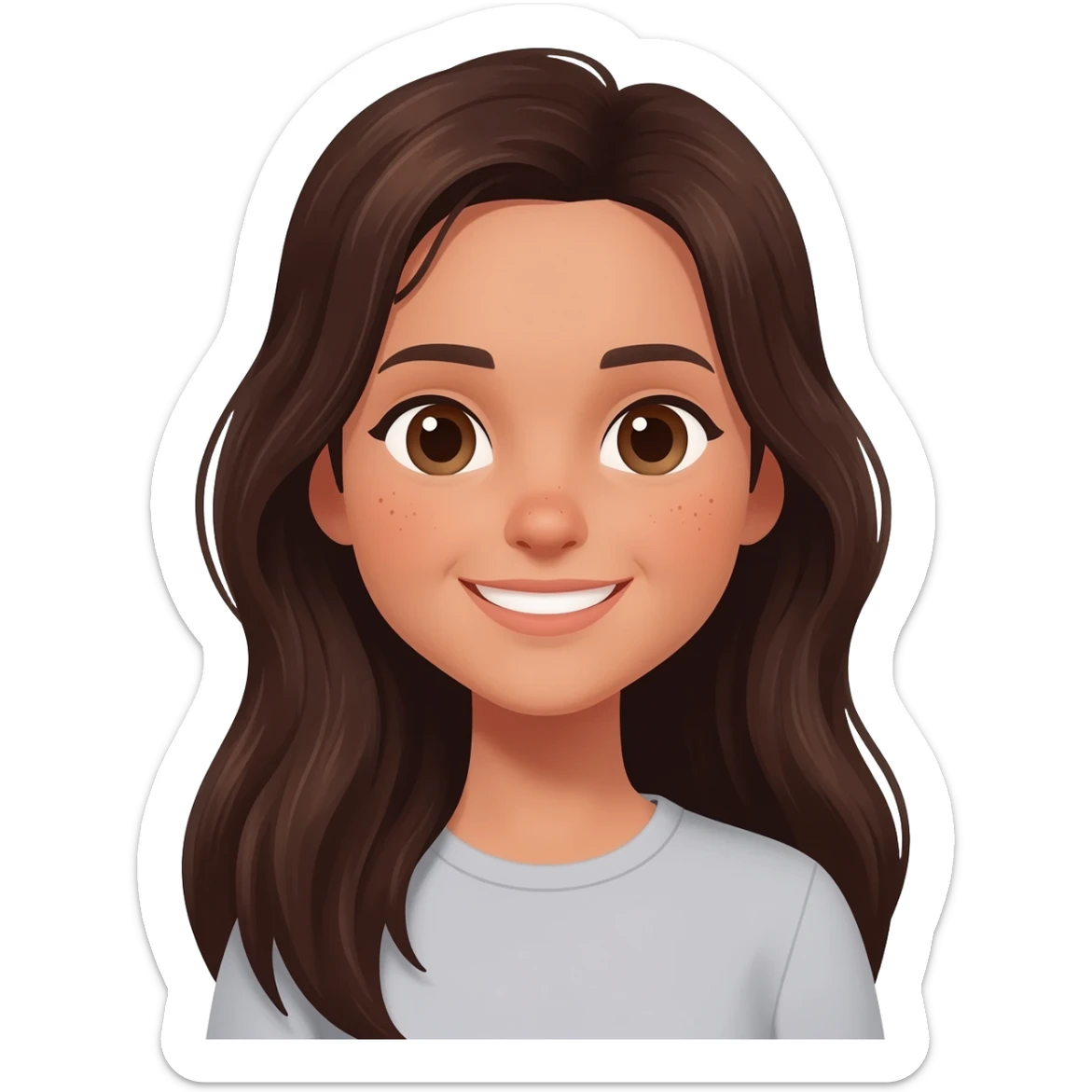 french white happy long haired brunette girl  sticker