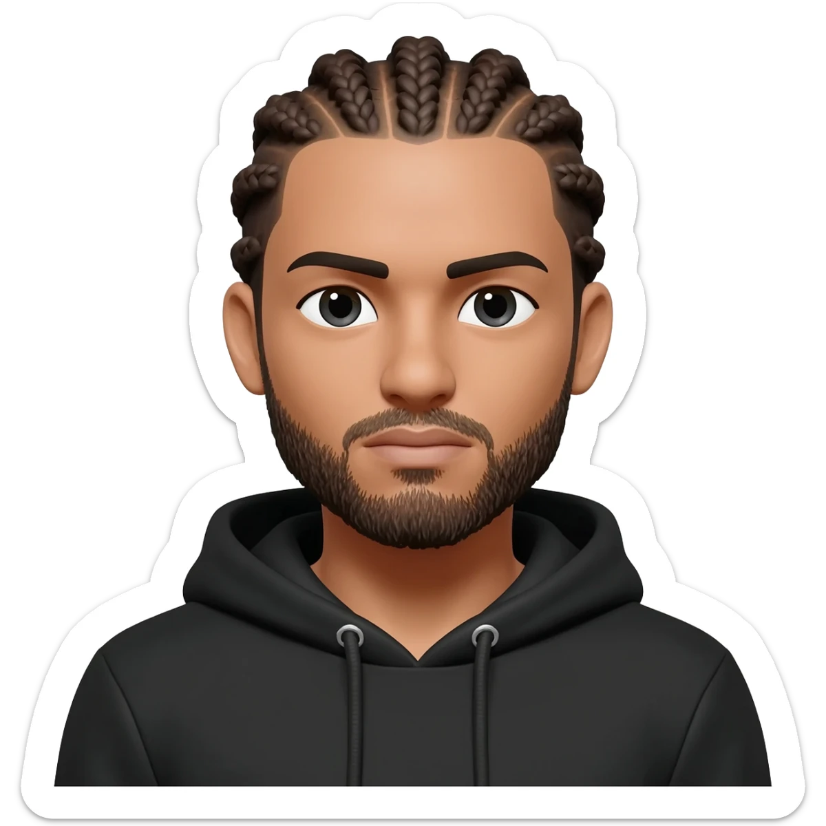 white male with conrow braids sticker