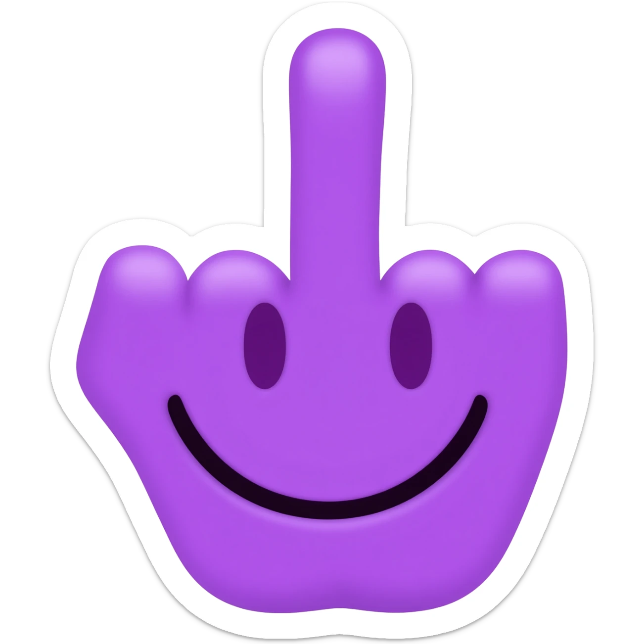 Purple smiling face giving you the middle finger sticker